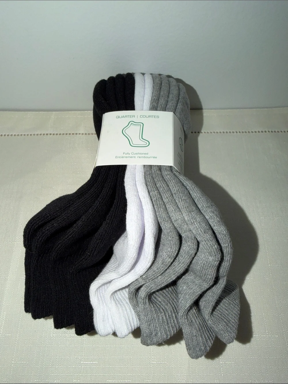 French Connection 5pk White Heather Silver Black Organic Cotton Blend Knit Socks